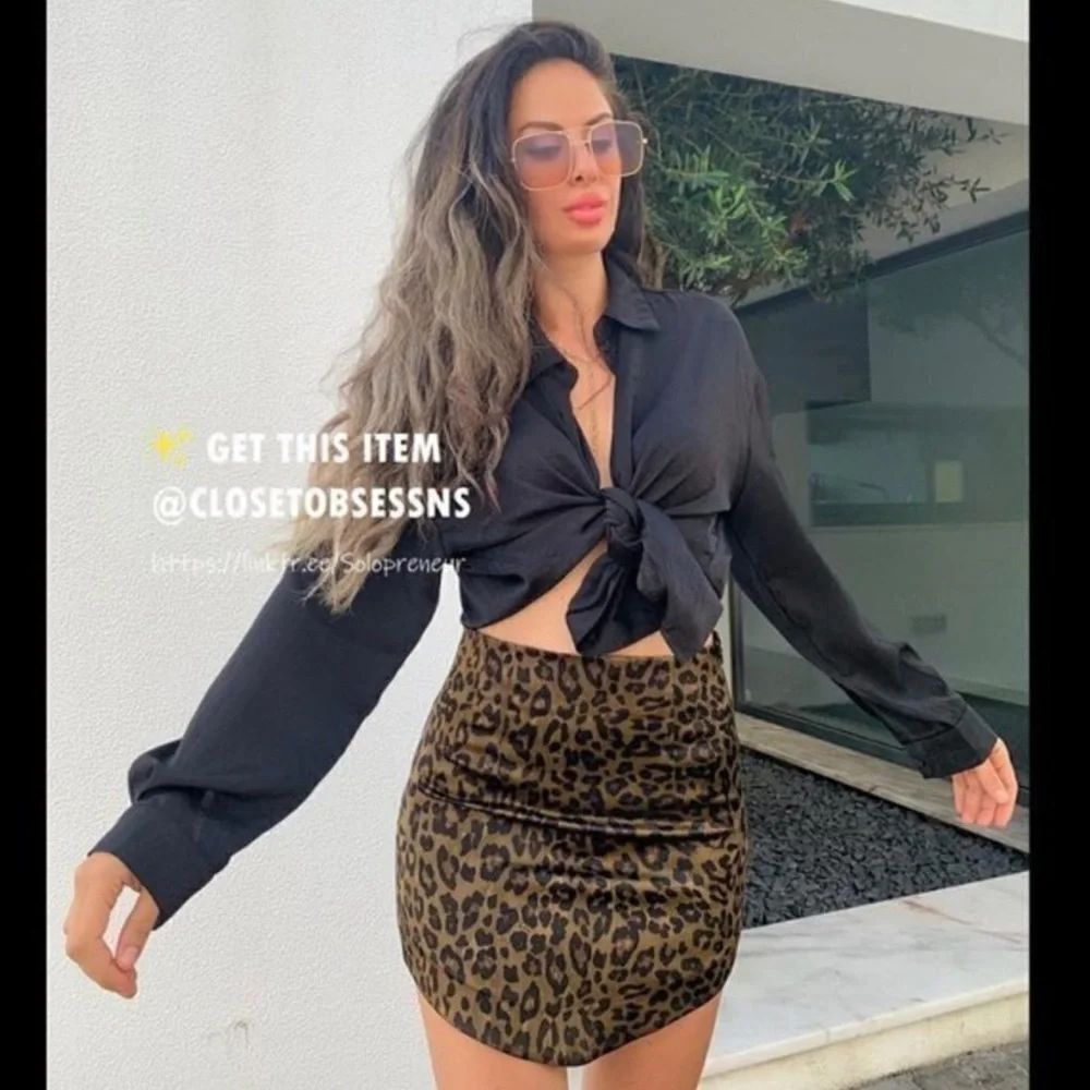 Zara mini leopard print cheetah mini satin skirt - Picture 6 of 9